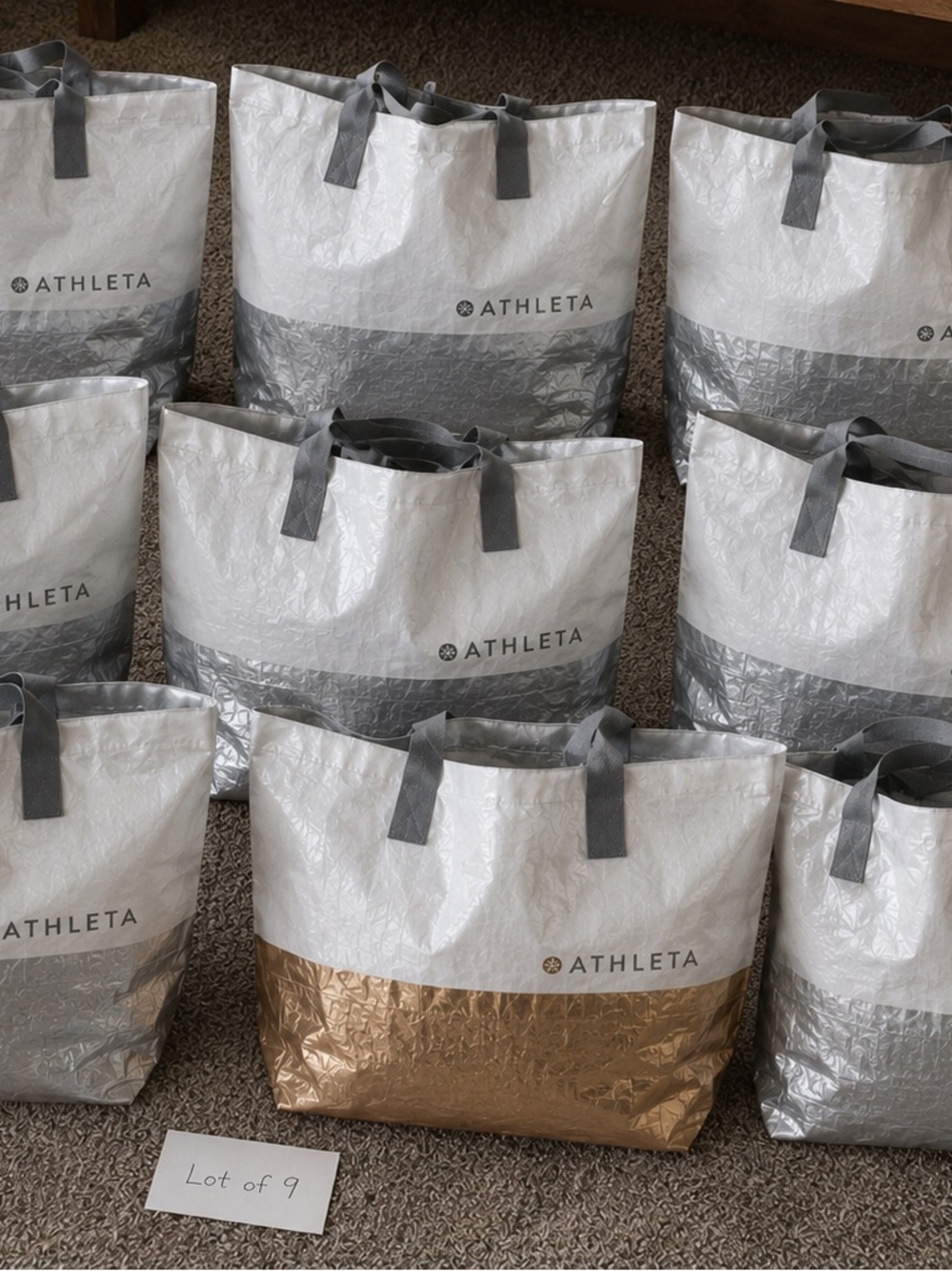 Athleta Silver and Gold Tote Bags Lot of 9